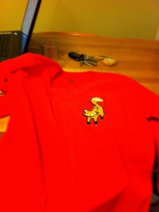 The gift card said: Foxy Lady. My friend Cathryn gave me the most hilarious onesie ever. Now I can hang with the kid in Christmas Story.